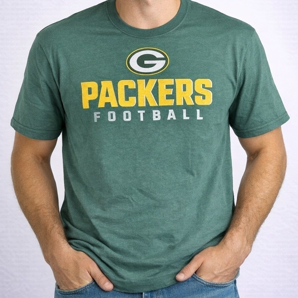 NFL Green Bay Packers Football T‎ Shirt Mens L Green Team Apparel NWT